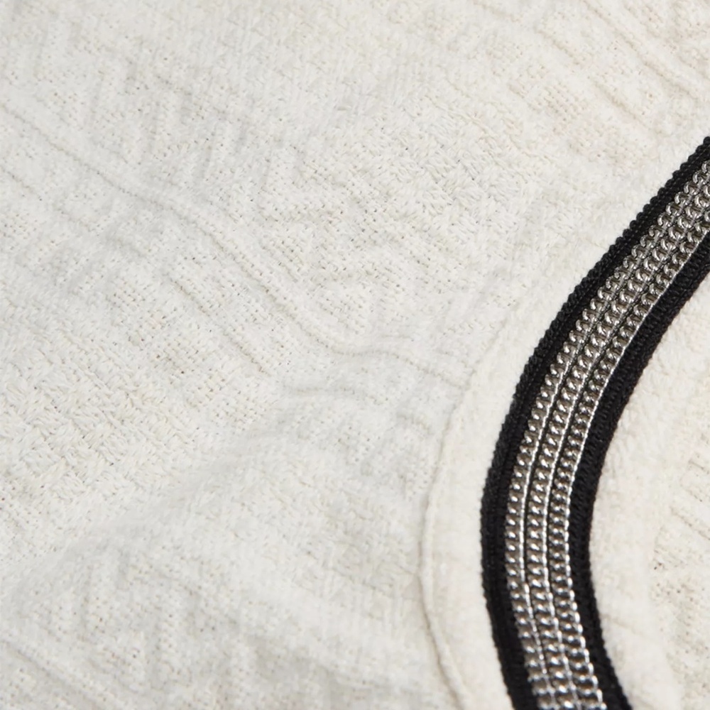 🤍⛓️ NWT The Kooples Ivory Chain Trim Textured Mini Dress | Cotton Blend $325! - Picture 4 of 10